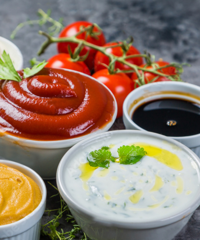 image pots of sauces